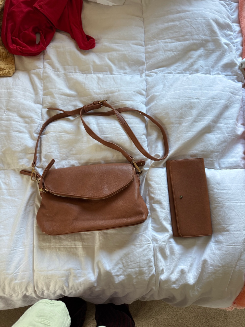 MMS Design Studio Cognac Tan Leather Crossbody with Matching Wallet